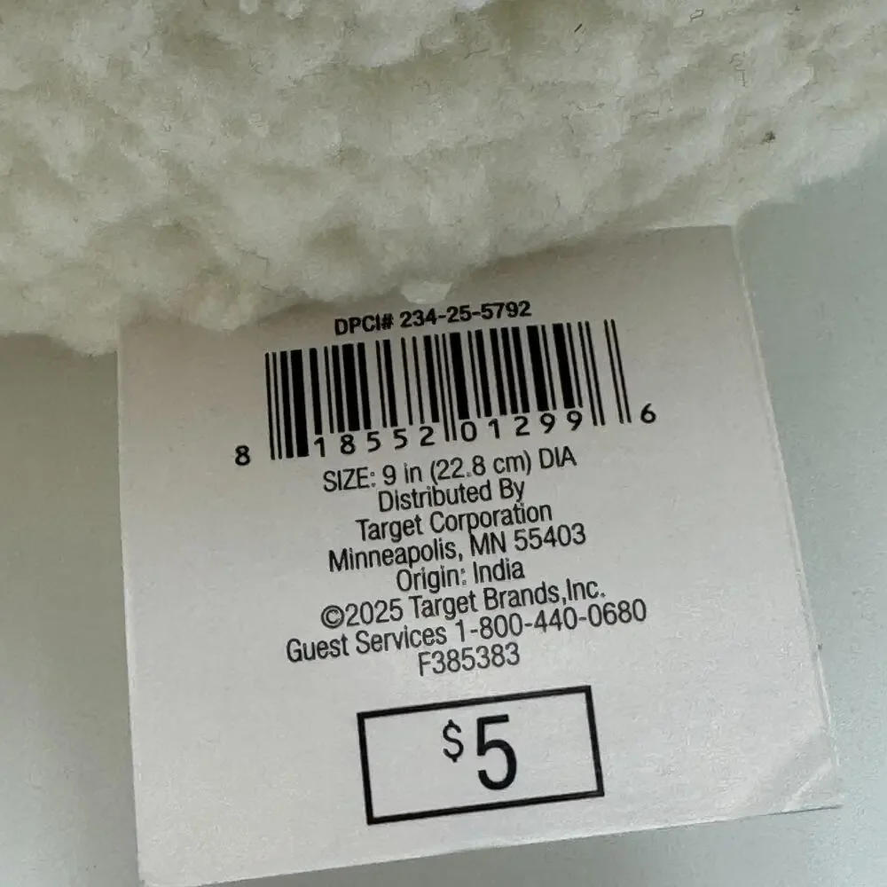 Target Decorative Ball Pillow 9” White Faux Fur Ball‎ Throw Accent NEW